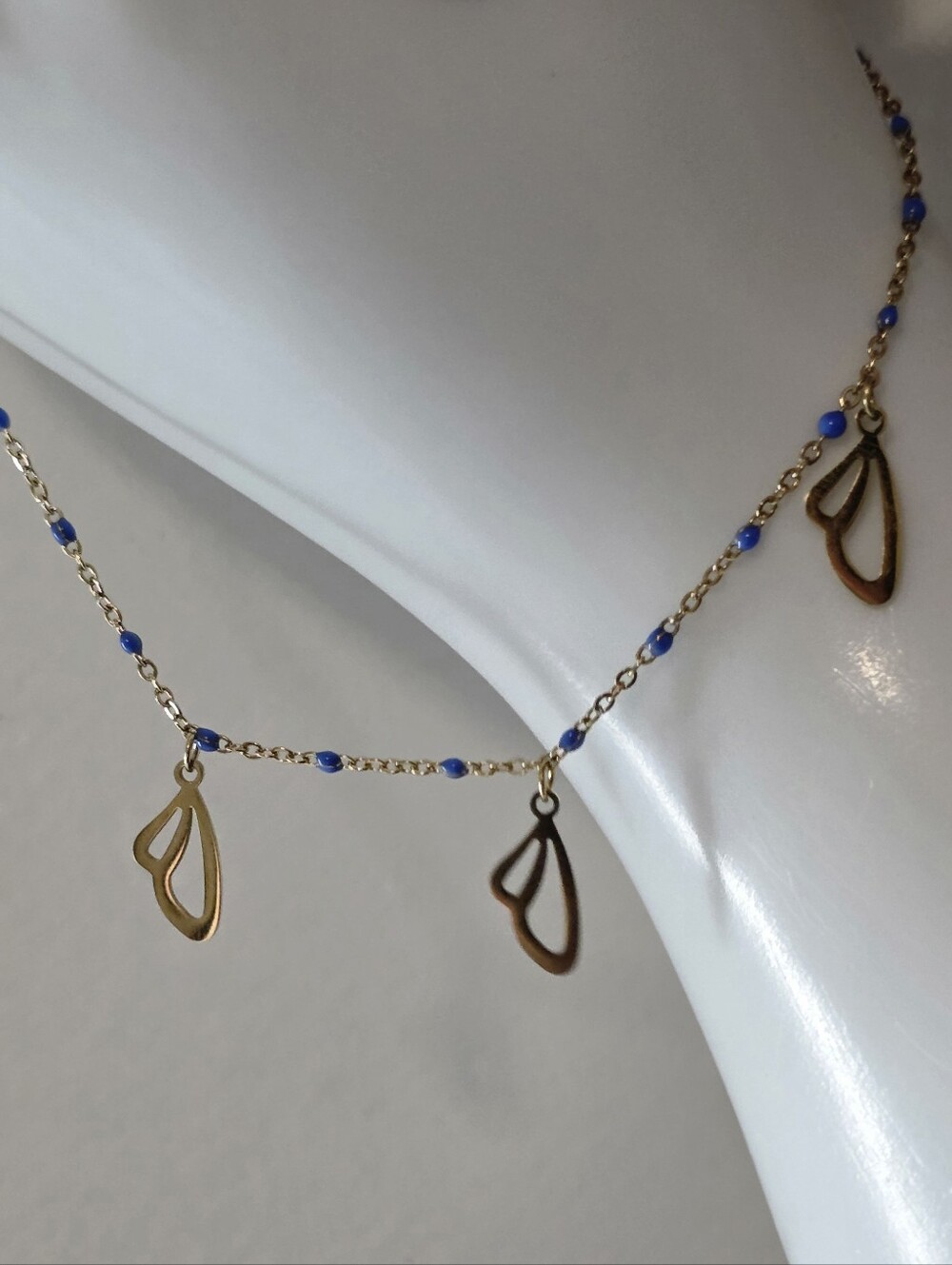 Butterfly Anklet 9.5-10.5" Blue Station Beaded